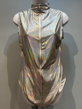 Leg Avenue Silver Holographic Lingerie Bodysuit Large NWOT